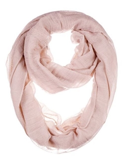 BYOS Womens Airy Crinkled Lightweight Soft Infinity Scarf Loop Snood in Solid Color