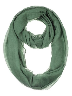 BYOS Womens Airy Crinkled Lightweight Soft Infinity Scarf Loop Snood in Solid Color