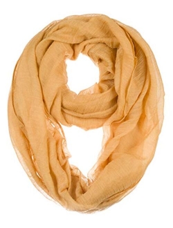 BYOS Womens Airy Crinkled Lightweight Soft Infinity Scarf Loop Snood in Solid Color