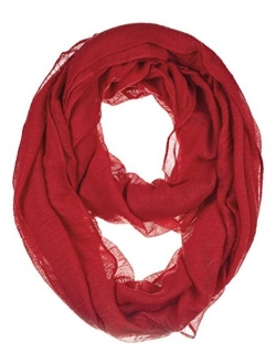 BYOS Womens Airy Crinkled Lightweight Soft Infinity Scarf Loop Snood in Solid Color