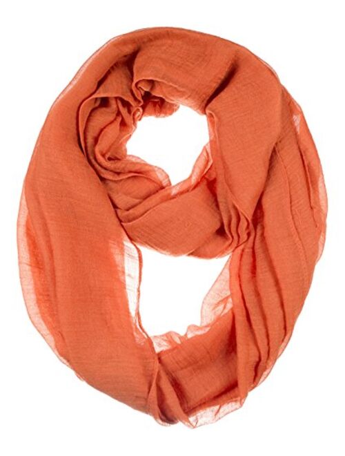 BYOS Womens Airy Crinkled Lightweight Soft Infinity Scarf Loop Snood in Solid Color