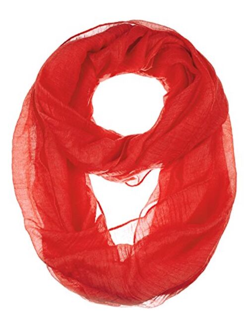 BYOS Womens Airy Crinkled Lightweight Soft Infinity Scarf Loop Snood in Solid Color