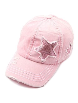 C.C Washed Distressed Cotton Denim Ponytail Hat Adjustable Baseball Cap (BT-12)(BT-13)(BT-14)(BT-15)(BT-18)(BT-780)(BT-783)