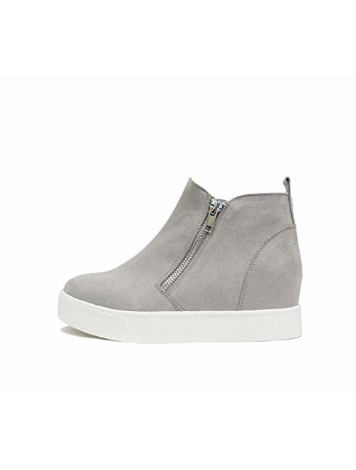 Soda Taylor Hidden Wedge Booties Fahsion Sneaker Shoes Side Zipper