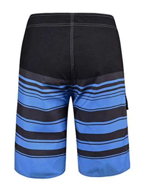 Nonwe Men's Quick Dry Swim Trunks Colorful Stripe Beach Shorts with Mesh Lining