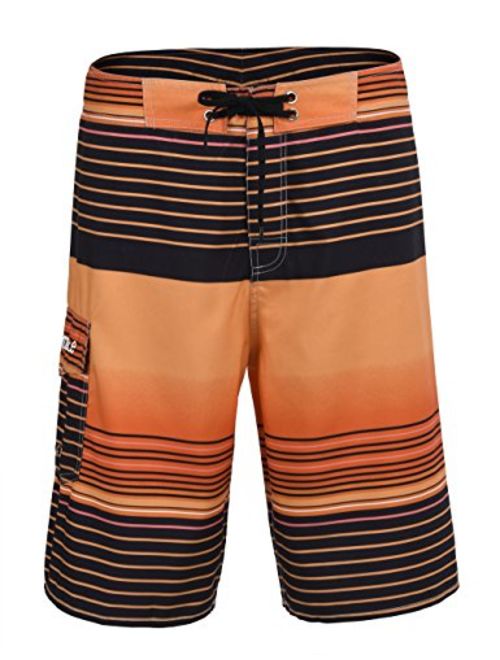 Nonwe Men's Quick Dry Swim Trunks Colorful Stripe Beach Shorts with Mesh Lining