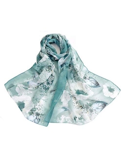 Women's Chiffon Scarf Lightweight Scarves Fashion Floral Print Scarfs Shawl for Ladies and Girls