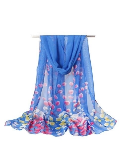 Women's Chiffon Scarf Lightweight Scarves Fashion Floral Print Scarfs Shawl for Ladies and Girls