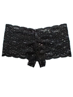 Small to 2XL, 3XL, 4XL, Plus Size Open Peek-a-Boo Lace Boyshort Lingerie 2PC