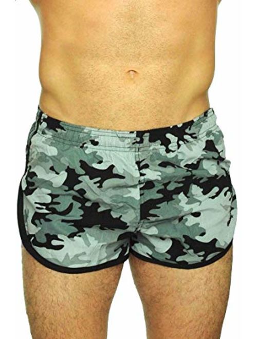 UZZI Men's American Flag and Nylon Swimwear Running Shorts