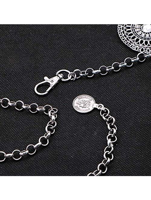 idealway Vintage Waist Chain Hollow Carving Rhinestone Crystal Body Chain Summer Beach Body Waist Chain Jewelry