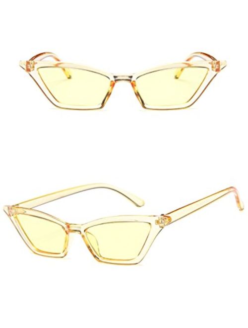 W&Y YING Store Small Cat Eye Sunglass Skinny Retro Frame Y2K Shades Trendy Fun Fashion Glasses