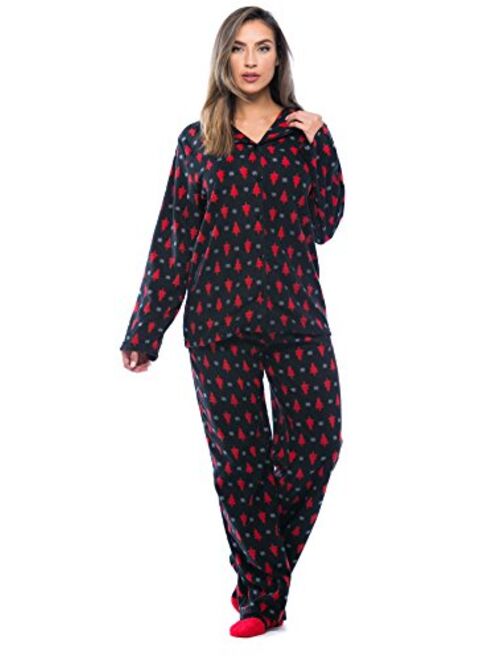 #followme Printed Microfleece Button Front PJ Pant Set with Socks