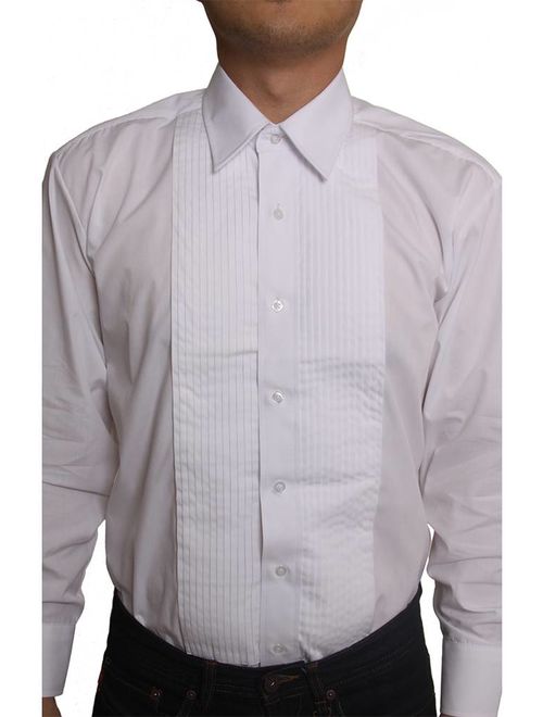 Gravity Threads Mens 1/4 inches Pleat Tuxedo Dress Dress Shirt