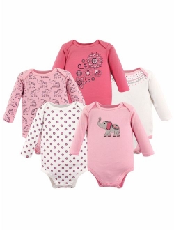 Baby Girl Long Sleeve Bodysuits, 5-pack