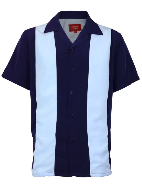 Buy Men's Retro Charlie Sheen Two Tone Guayabera Bowling Shirt online ...