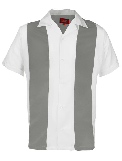 Men's Retro Charlie Sheen Two Tone Guayabera Bowling Shirt