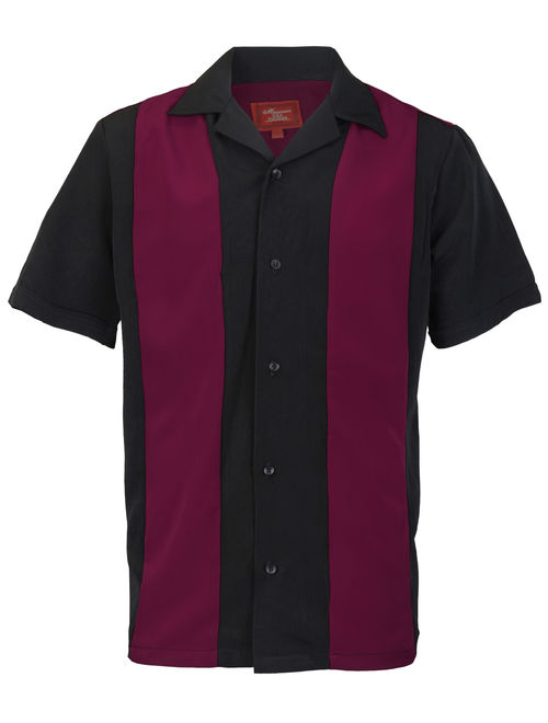 Men's Retro Charlie Sheen Two Tone Guayabera Bowling Shirt