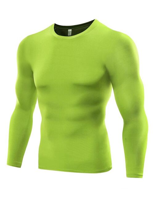 Men's Compression Baselayer Long Sleeve Shirt Cool Dry Athletic Sports Tops