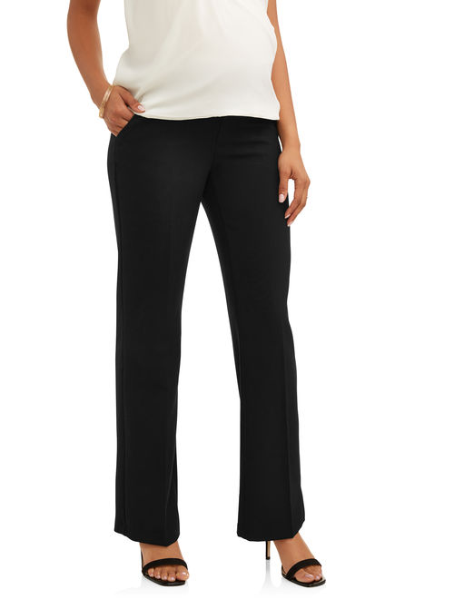 Oh! Mamma Maternity Career Pants with Demi Panel and Flared Leg - Available in Plus Sizes