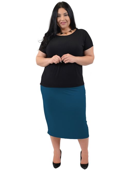 Stretch Is Comfort Plus Size Comfortable Soft Stretch MIDI Skirt