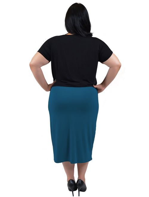 Stretch Is Comfort Plus Size Comfortable Soft Stretch MIDI Skirt