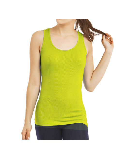 LAVRA Women's 100% Cotton Ribbed Stretch Tank Top