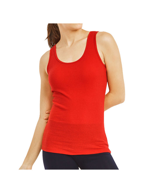 LAVRA Women's 100% Cotton Ribbed Stretch Tank Top