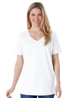 Woman Within Plus Size Perfect V-neck Tee T-Shirt