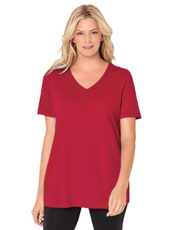 Woman Within Plus Size Perfect V-neck Tee T-Shirt