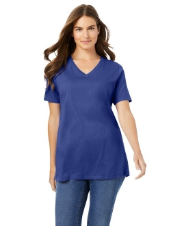 Woman Within Plus Size Perfect V-neck Tee T-Shirt