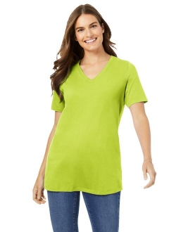 Woman Within Plus Size Perfect V-neck Tee T-Shirt