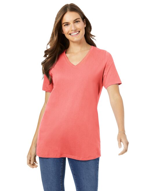 Woman Within Plus Size Perfect V-neck Tee T-Shirt