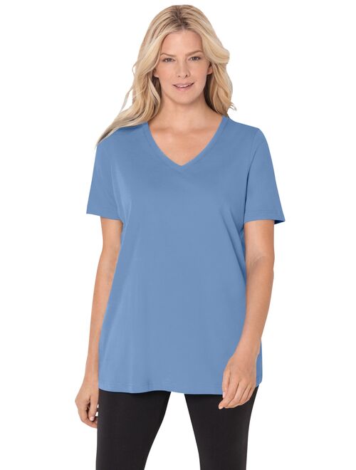 Woman Within Plus Size Perfect V-neck Tee T-Shirt