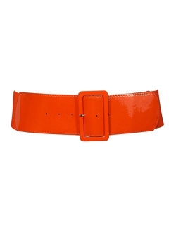 eVogues Women's Wide Patent Leather Buckle High Waist Fashion Belt