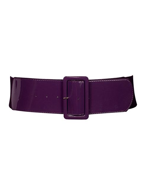 eVogues Women's Wide Patent Leather Buckle High Waist Fashion Belt