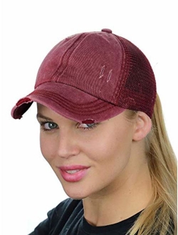 C.C Ponycap Messy High Bun Ponytail Adjustable Mesh Trucker Baseball Cap Hat