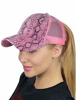 C.C Ponycap Messy High Bun Ponytail Adjustable Mesh Trucker Baseball Cap Hat