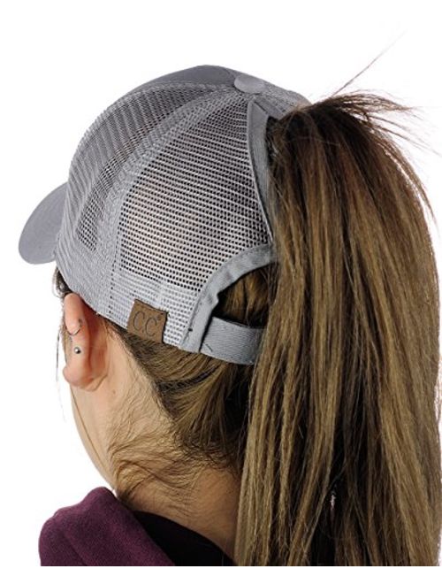 C.C Ponycap Messy High Bun Ponytail Adjustable Mesh Trucker Baseball Cap Hat