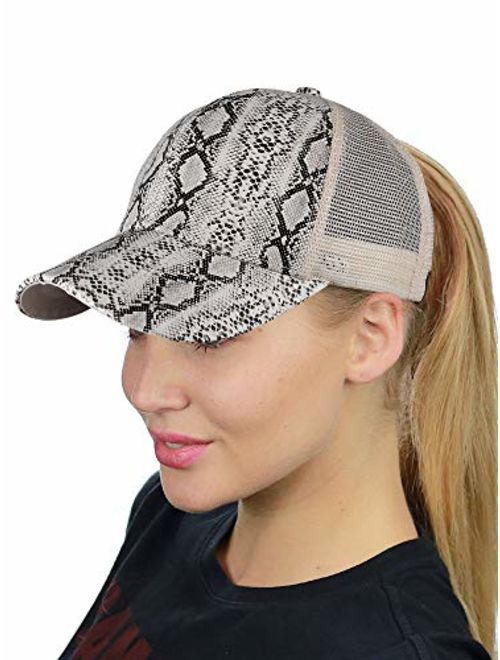 C.C Ponycap Messy High Bun Ponytail Adjustable Mesh Trucker Baseball Cap Hat