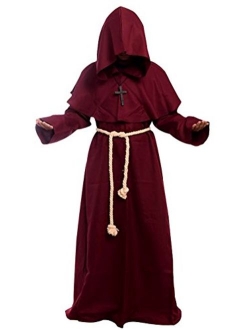 Cos2be Medieval Priest Monk Robe-Hooded Cap Cloak