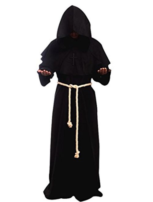 Cos2be Medieval Priest Monk Robe-Hooded Cap Cloak