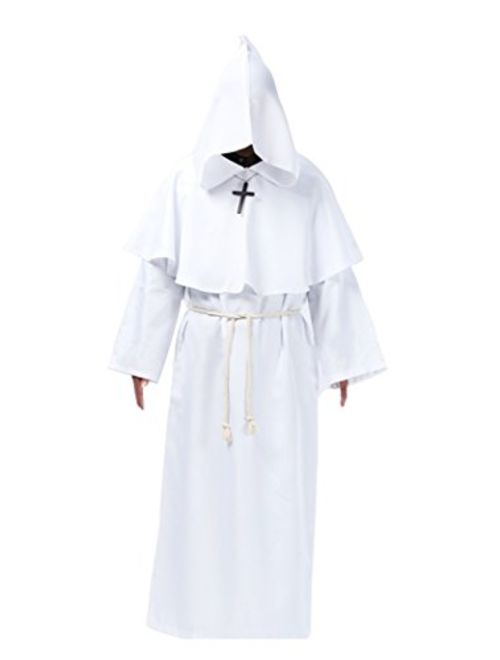 Cos2be Medieval Priest Monk Robe-Hooded Cap Cloak