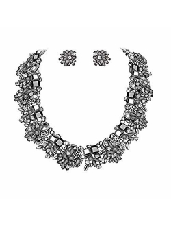 NABROJ Statement Necklaces Set with Rhinestone Crystal Drag Queen Costume Jewelry for Women Carnival 8 Colors 3 Models with Gift Box