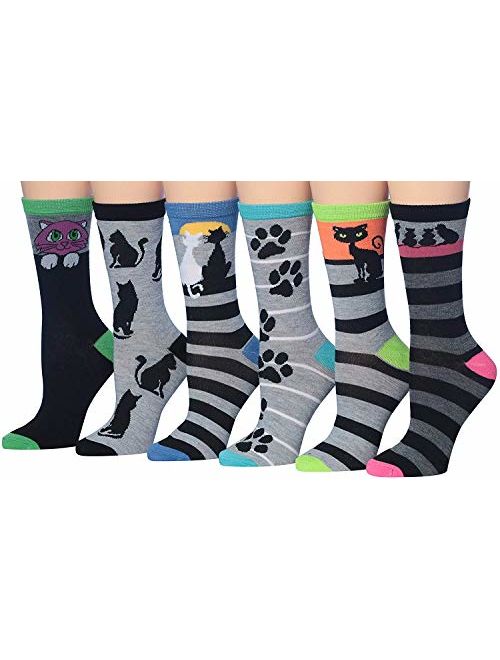 Tipi Toe Women's Fashion Novelty Animal Characters Cartoon Cat Panda Penguin Crew Socks