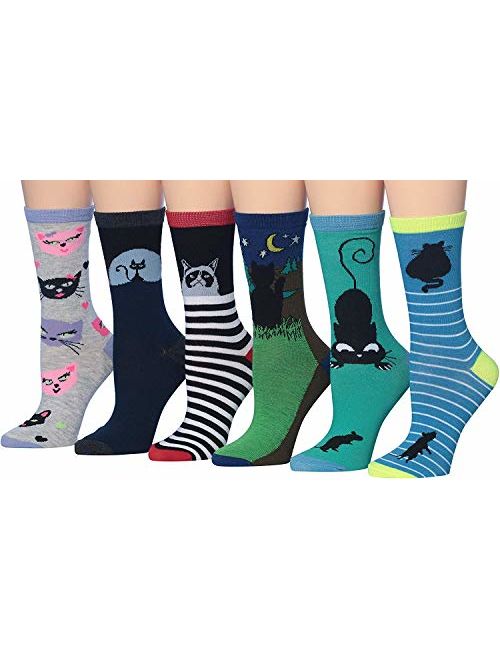 Tipi Toe Women's Fashion Novelty Animal Characters Cartoon Cat Panda Penguin Crew Socks