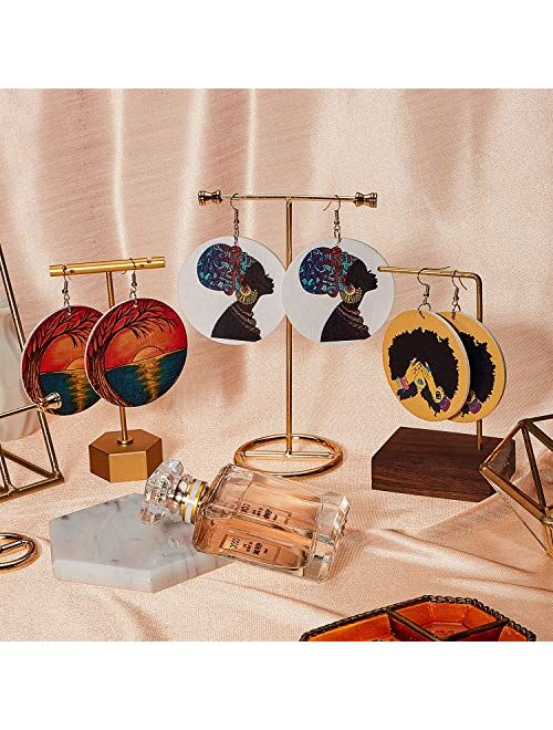 10 Pairs Round African Women Earrings Wooden Painted Earrings Ethnic Style Earring