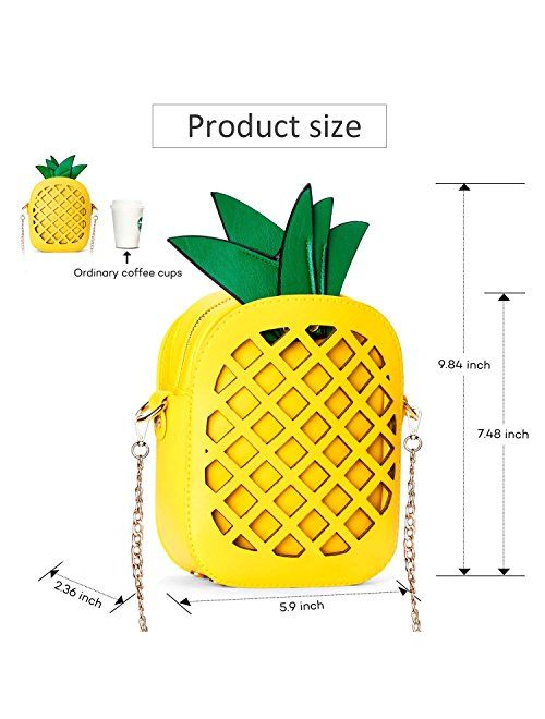 Yuboo Women's Pineapple Purse,Fruit Shaped Pu Leather Shoulder Bag (1-pineapple)