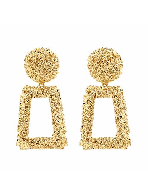 Golden/Silver Raised Design Statement Earrings Fashion Jewelry KELMALL COLLECTION