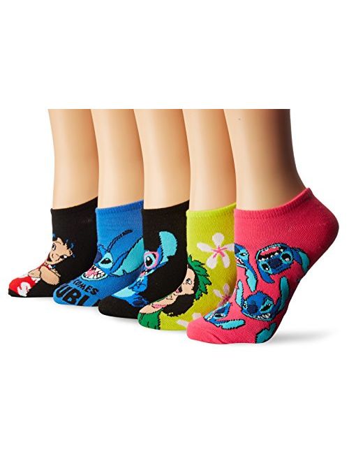 Disney Women's Lilo & Stitch 5 Pack No Show Socks